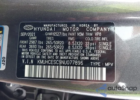 2022 Genesis Gv80 3.5T Awd Advanced из США, поврежденный, VIN KMUHCESC9NU077896